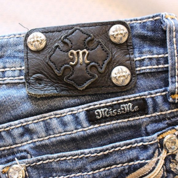 Girls Miss Me Bootcut Jeans sz 10 Style JK5814B Flying Horseshoe - Picture 4 of 5
